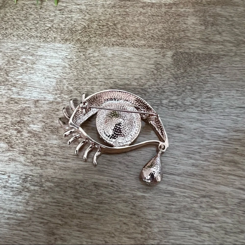 NWT! Rose Gold Brooch Pin - “Eye Tear Drop” “Lashes” Unique Statement Design